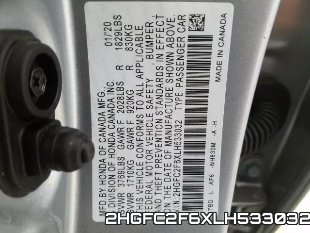 2HGFC2F6XLH533032 фото 2