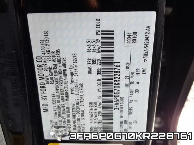 3FA6P0G70KR228761 фото 2