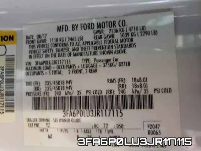 3FA6P0LU3JR117115 фото 2