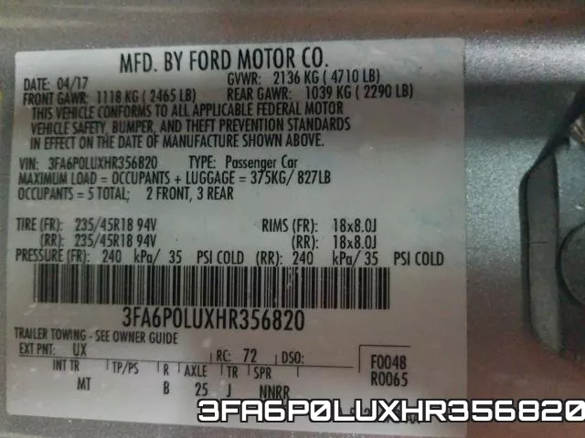 3FA6P0LUXHR356820 фото 2