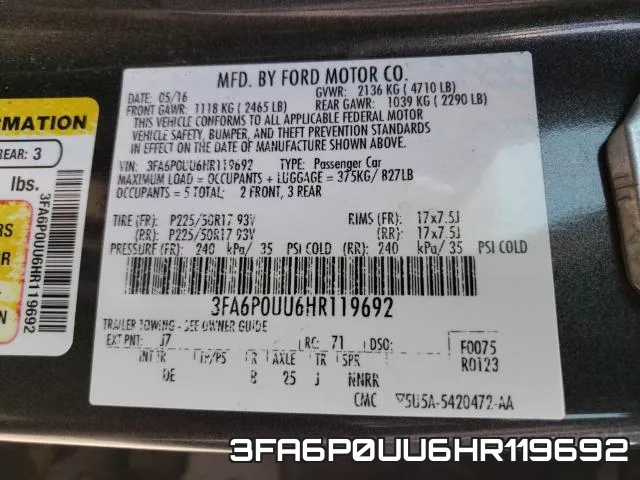 3FA6P0UU6HR119692 фото 2