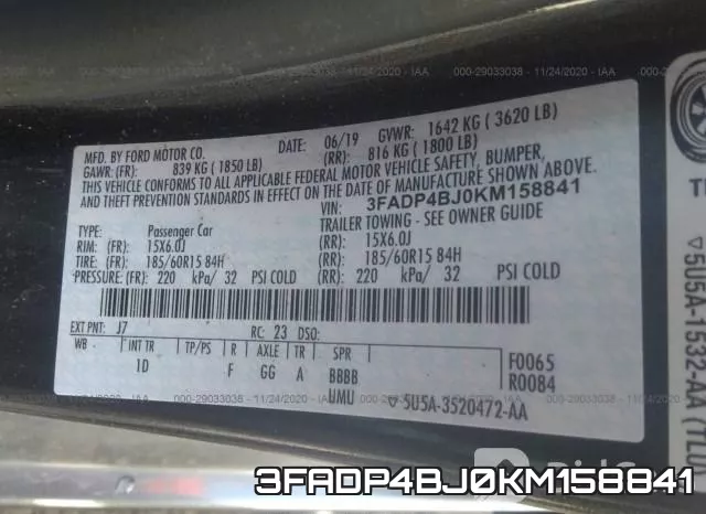 3FADP4BJ0KM158841 фото 10