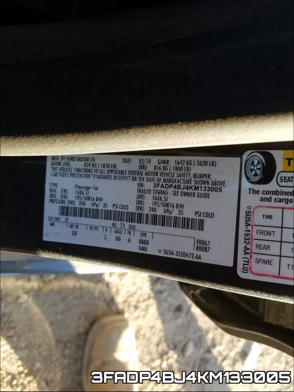 3FADP4BJ4KM133005 фото 2
