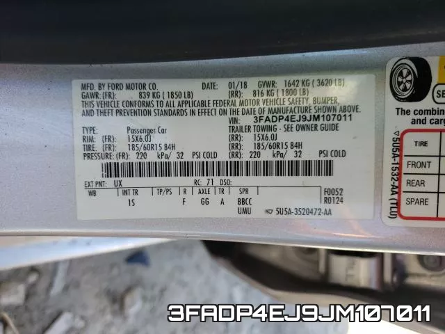 3FADP4EJ9JM107011 фото 2