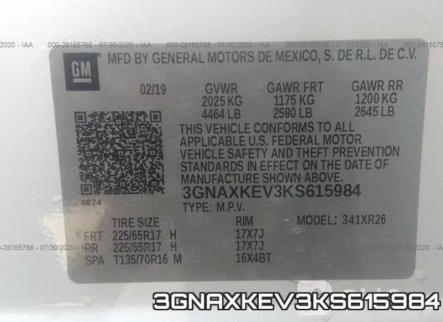 3GNAXKEV3KS615984 фото 10
