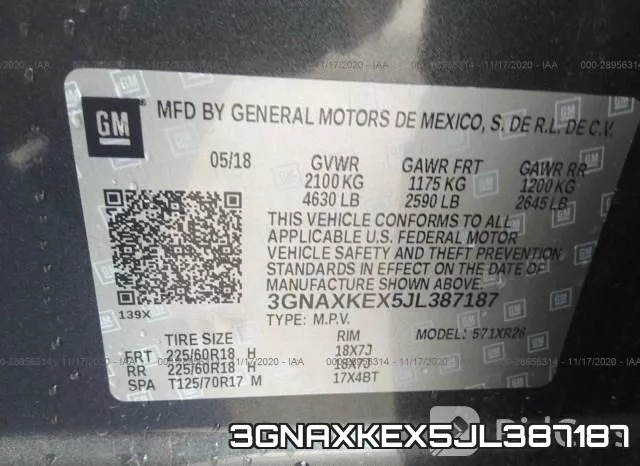 3GNAXKEX5JL387187 фото 10