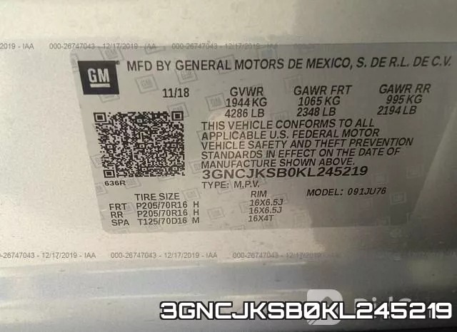 3GNCJKSB0KL245219 фото 10