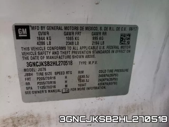 3GNCJKSB2HL270518 фото 2