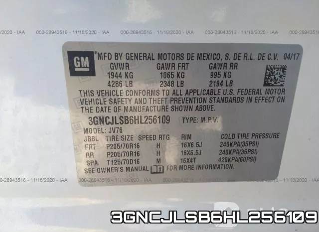 3GNCJLSB6HL256109 фото 10