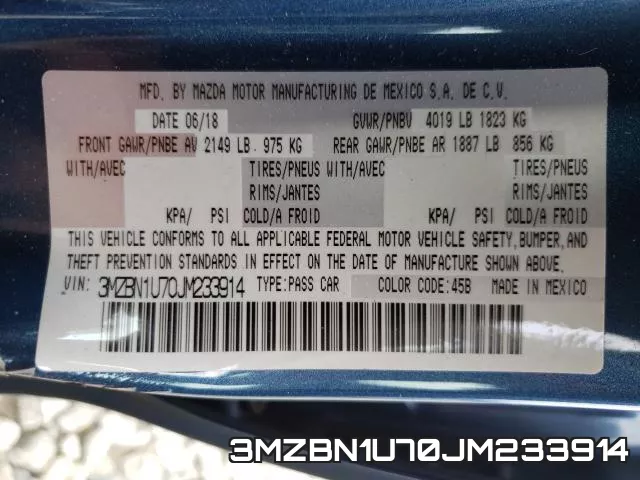 3MZBN1U70JM233914 фото 2