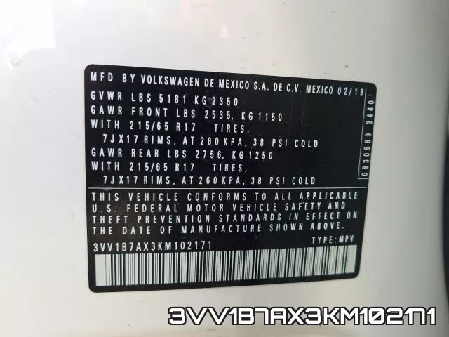 3VV1B7AX3KM102171 фото 2