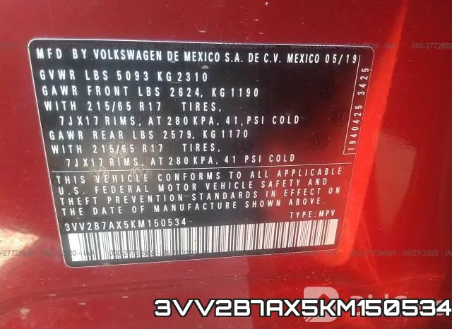 3VV2B7AX5KM150534 фото 10