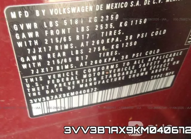 3VV3B7AX9KM040672 фото 10