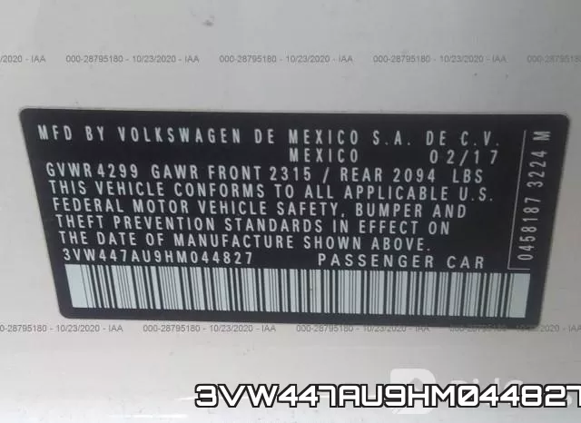 3VW447AU9HM044827 фото 10