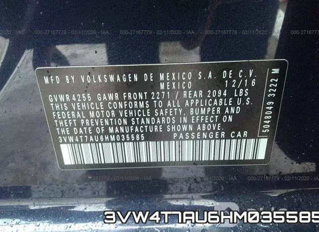 3VW4T7AU6HM035585 фото 10