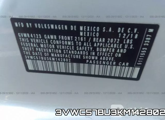 3VWC57BU3KM142802 фото 10