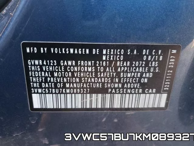 3VWC57BU7KM089327 фото 2
