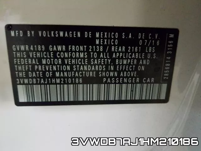 3VWDB7AJ1HM210186 фото 2