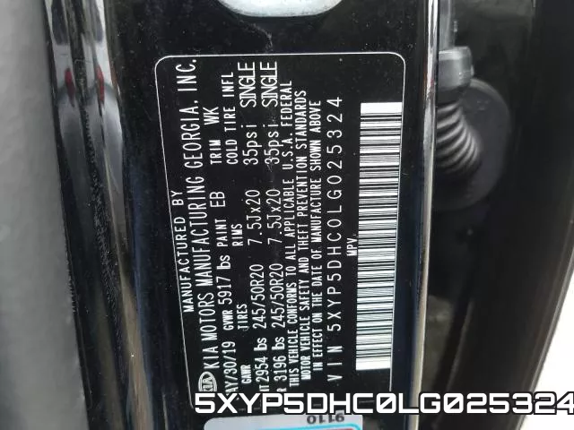 5XYP5DHC0LG025324 фото 2