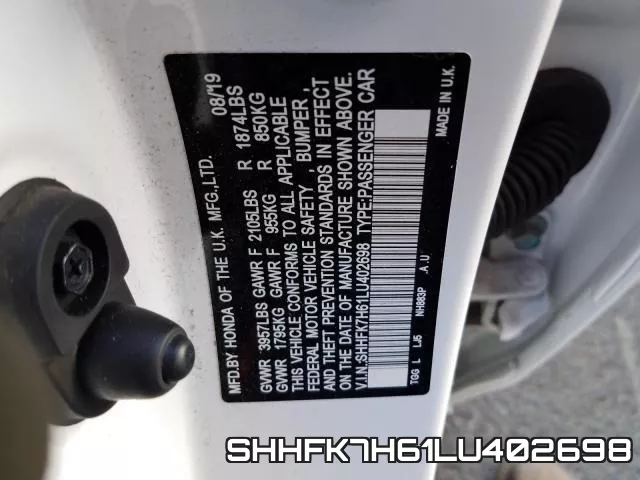 SHHFK7H61LU402698 фото 2