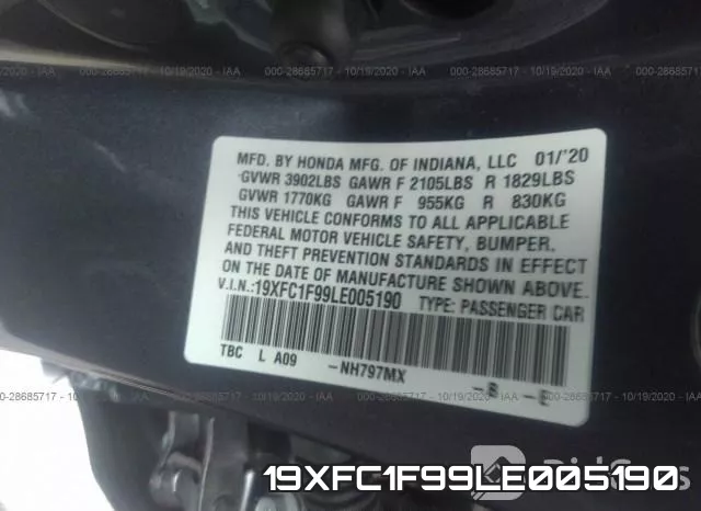 19XFC1F99LE005190 фото 10