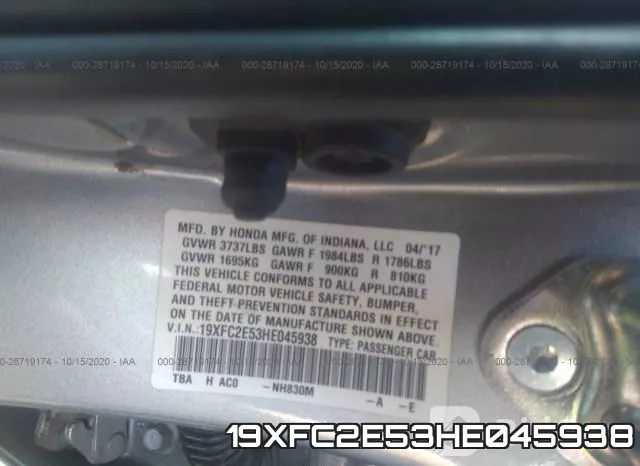 19XFC2E53HE045938 фото 10