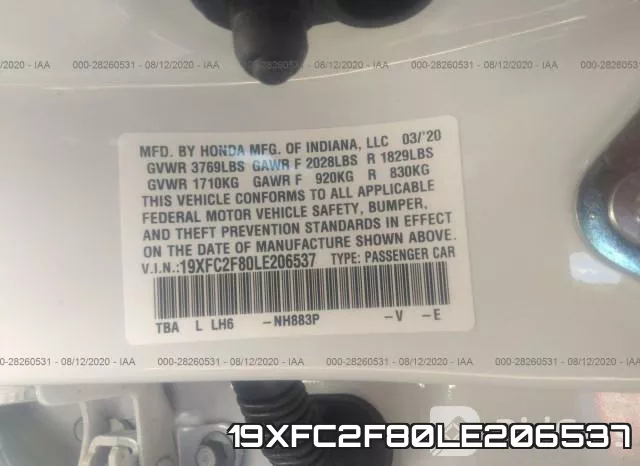19XFC2F80LE206537 фото 10