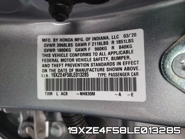 19XZE4F58LE013285 фото 2
