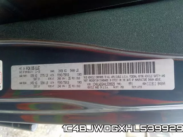 1C4BJWDGXHL539929 фото 2