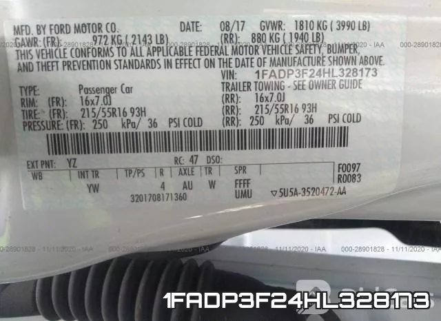 1FADP3F24HL328173 фото 10