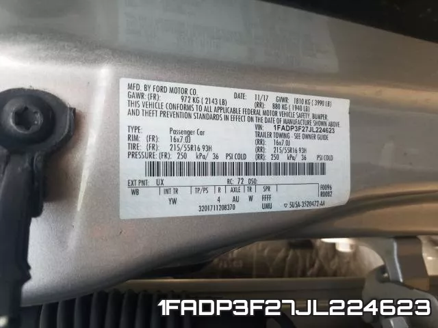1FADP3F27JL224623 фото 2