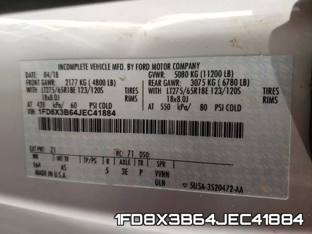 1FD8X3B64JEC41884 фото 2