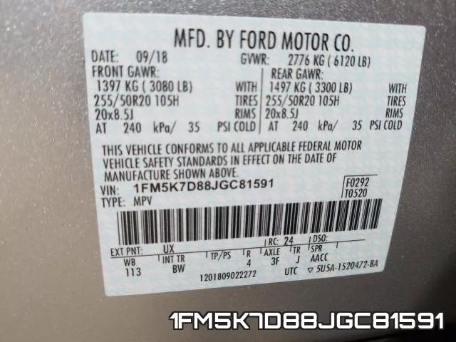 1FM5K7D88JGC81591 фото 2