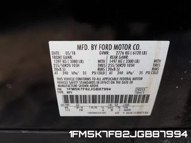 1FM5K7F82JGB87994 фото 2