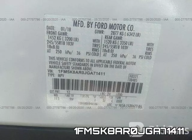 1FM5K8AR0JGA71411 фото 10
