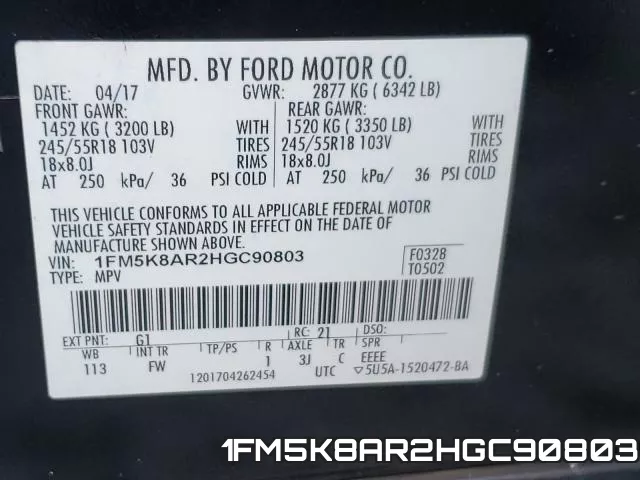 1FM5K8AR2HGC90803 фото 2