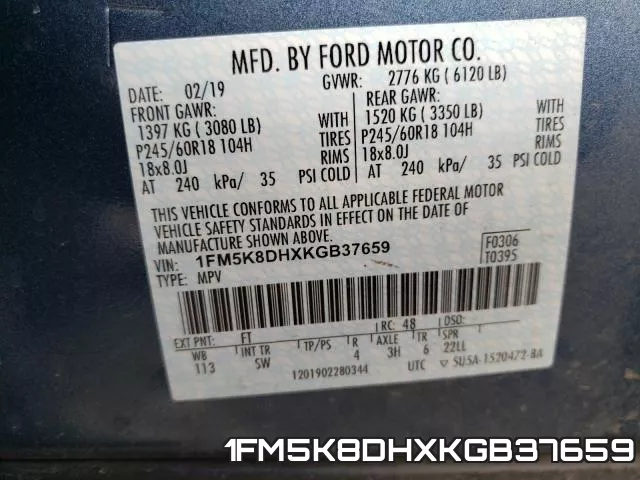 1FM5K8DHXKGB37659 фото 2