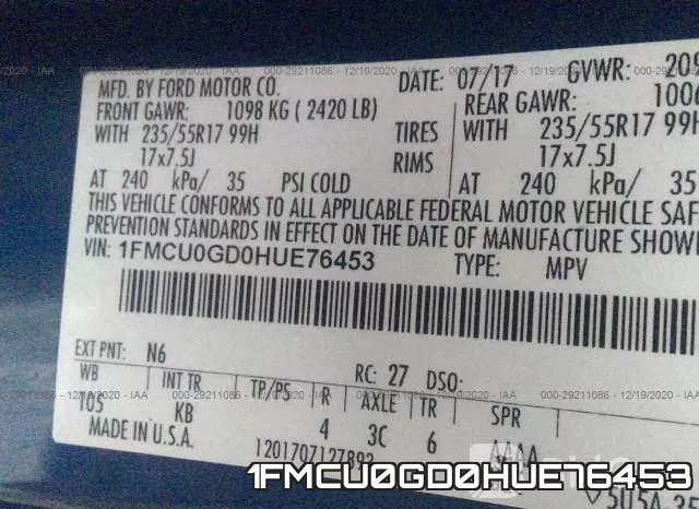 1FMCU0GD0HUE76453 фото 10