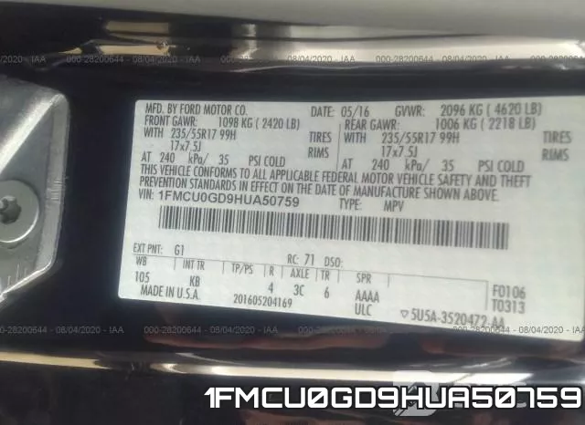 1FMCU0GD9HUA50759 фото 10