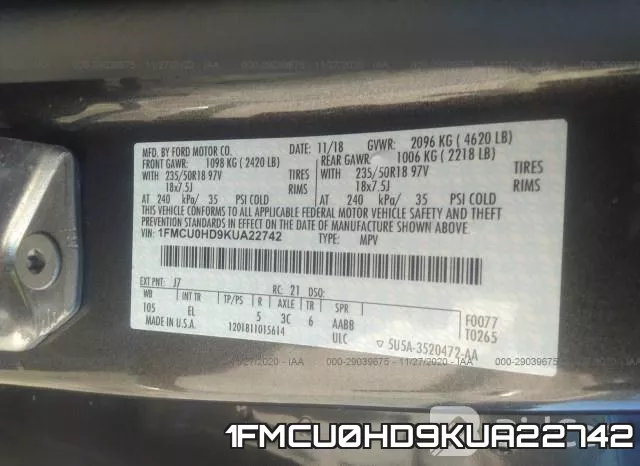 1FMCU0HD9KUA22742 фото 10