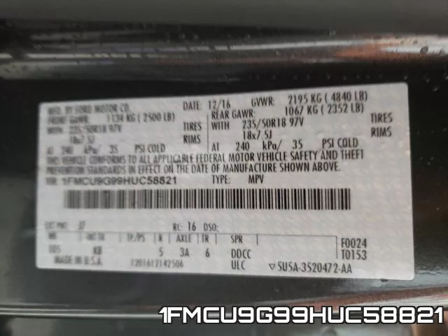 1FMCU9G99HUC58821 фото 2