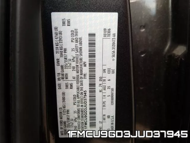 1FMCU9GD3JUD37945 фото 2