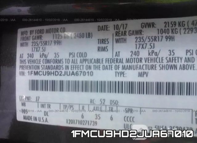 1FMCU9HD2JUA67010 фото 10
