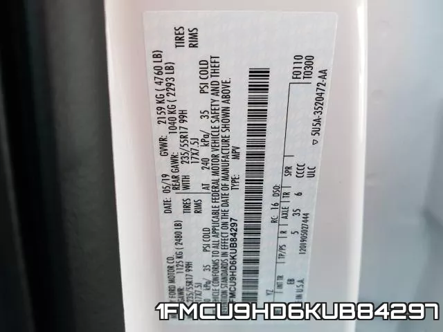 1FMCU9HD6KUB84297 фото 2
