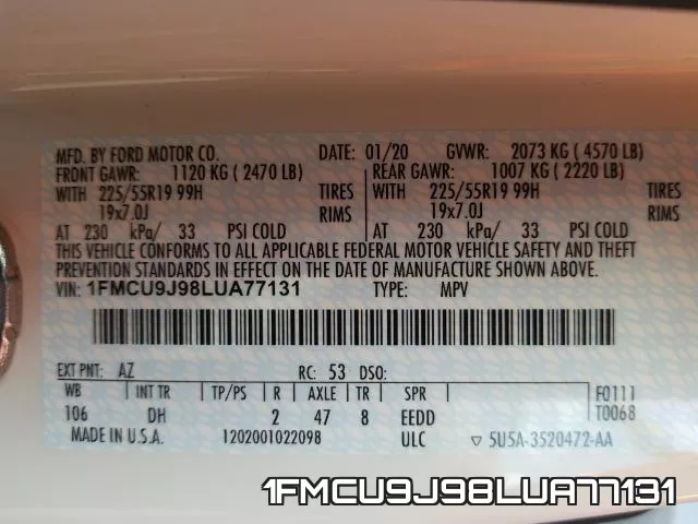 1FMCU9J98LUA77131 фото 2