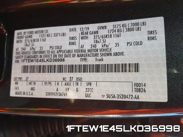1FTEW1E45LKD36998 фото 2