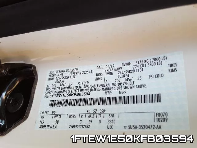 1FTEW1E50KFB03594 фото 2