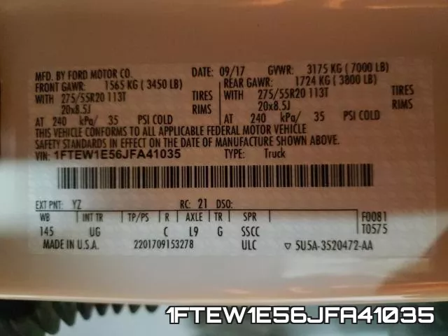 1FTEW1E56JFA41035 фото 2