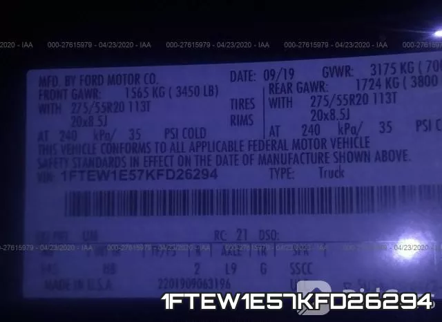 1FTEW1E57KFD26294 фото 9