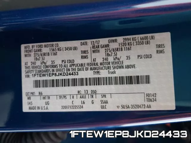 1FTEW1EP8JKD24433 фото 2